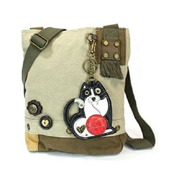 Nuovo Chala Toppa Tracolla Gatto Nero Borsa Tela Regalo Messenger Sabbia Beige S