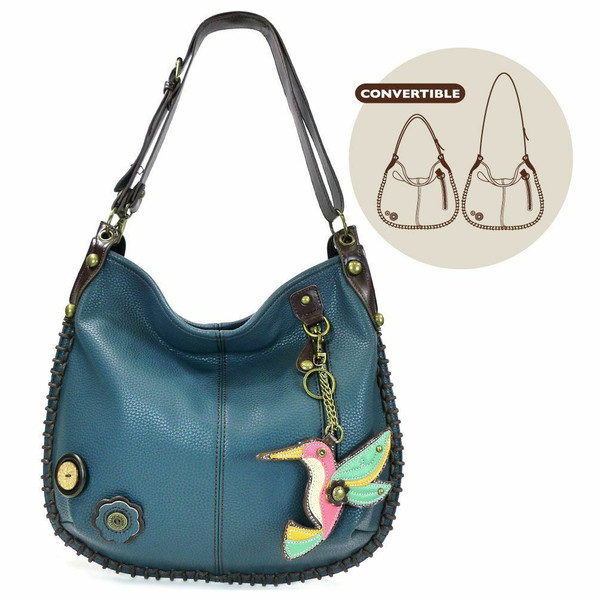 Nuovo Chala Hobo Tracolla Borsa Grande Hummingbird Ecopelle Blu Navy Convertible