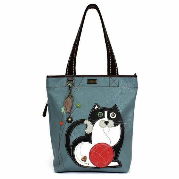 Nuovo Chala Tutti i Giorni Fat Cat Zip Borsa Grande per Vegani pelle Blu Grigio
