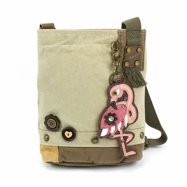 Chala Patch Umhängetasche Flamingo Tasche Leinen Messenger Sand Brown &