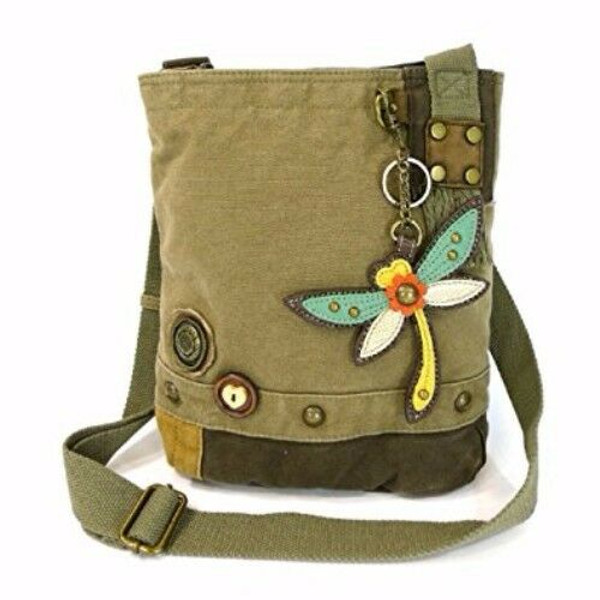 Neuf Chala Sac à Main Patch Bandoulière Libellule Vert Olive Sac Toile Cadeau