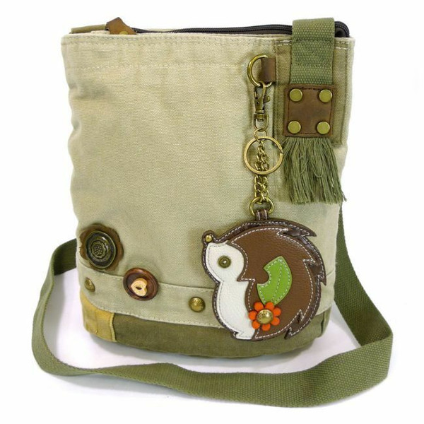 Chala Patch Crossbody Messenger Bag Canvas gift Sand Beige HEDGEHOG  Coin Purse