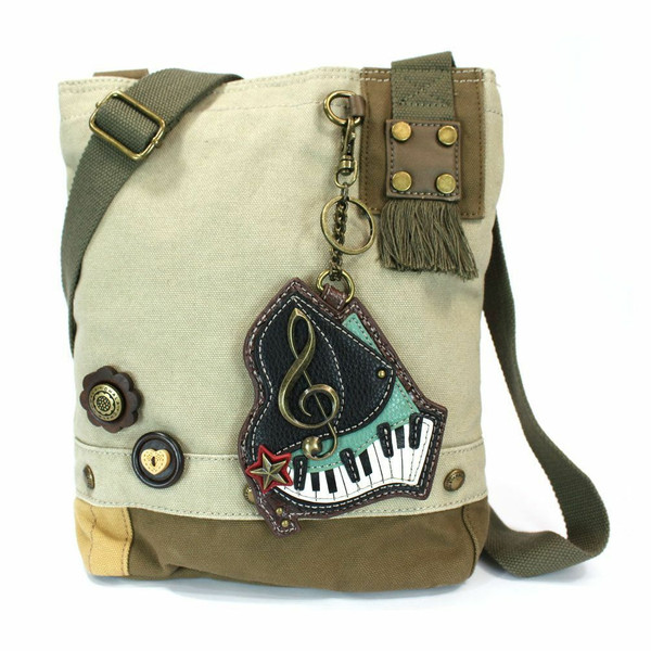 Neu Chala Patch Umhängetasche Klavier Musik Tasche Leinen Geschenk Sand Beige S