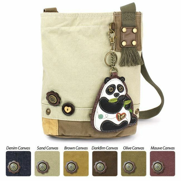 Chala Handbag Patch Crossbody Sand Light Brown Bag Canvas Panda Bear Coin Purse