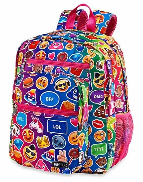 New Backpack Bag EMOJI EMOJICON Canvas Full Size Free Fidget Spinner Multi Color