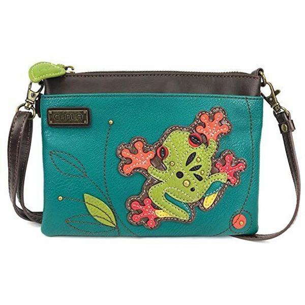 Neuf Chala Mini Sac Bandoulière Pleather Petit Sac Convertit Frog Bleu Turquoise