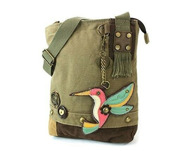 Neu Chala Handtasche Patch Umhängetasche Kolibri Olivgrün Tasche Leinen Geschenk