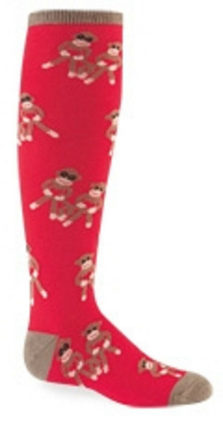 New Sock it to Me Knee High Socks SOCK MONKEY Red  Age 4-7  Girls Boys gift