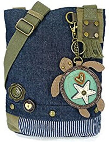 Neu Chala Handtasche Patch Umhänge- Sea Turtle Denim Marineblau Tasche Süß