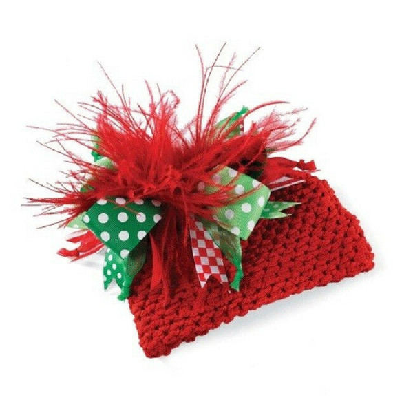 New Mud Pie RED CROCHET OSTRICH CHRISTMAS HAT  Holiday Winter One Size 0-12 mos