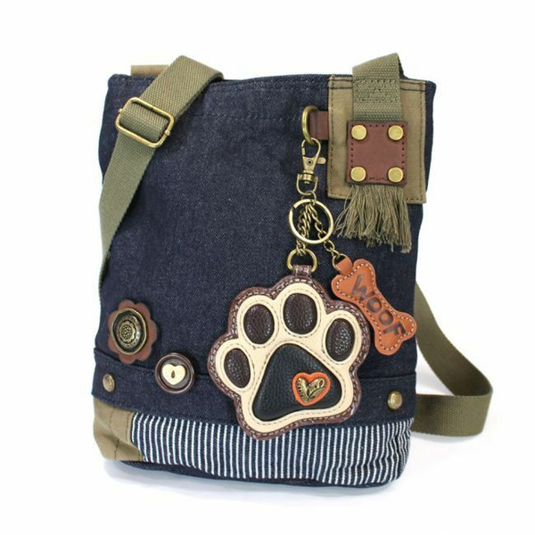 Neuf Chala Sac à Main Patch Bandoulière Ivoire Paw Jeans Bleu Marine Sac W/