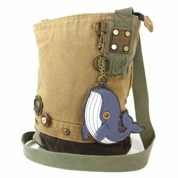 Neu Chala Messenger Patch Umhängetasche Wal Braun Tasche Leinen W/Münzbörse