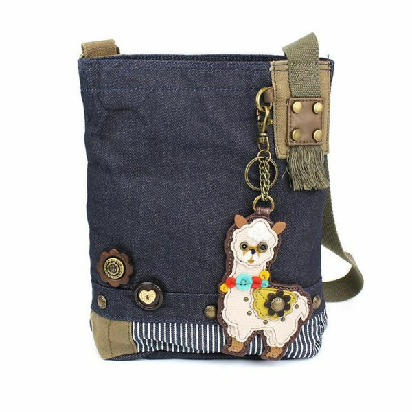 New Chala Handbag Patch Cross-body Messenger Denim Navy Blue Bag Cute gift Llama