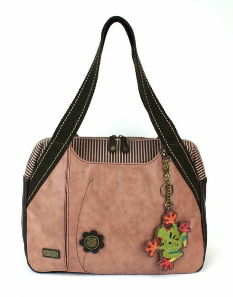 New Chala Bowling Tote Large Shoulder Bag Rose Pink Pleather gift FROG Purse