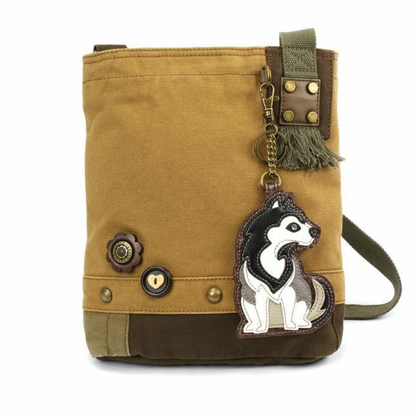 New Chala Handbag Patch Crossbody Brown Bag Canvas gift HUSKY Dog