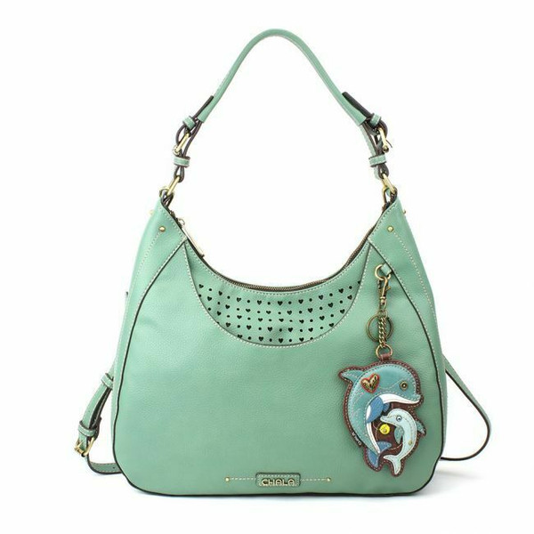 New Chala Sweet Hobo Teal Green gift Crossbody Shoulder Bag DOLPHIN Coin Purse