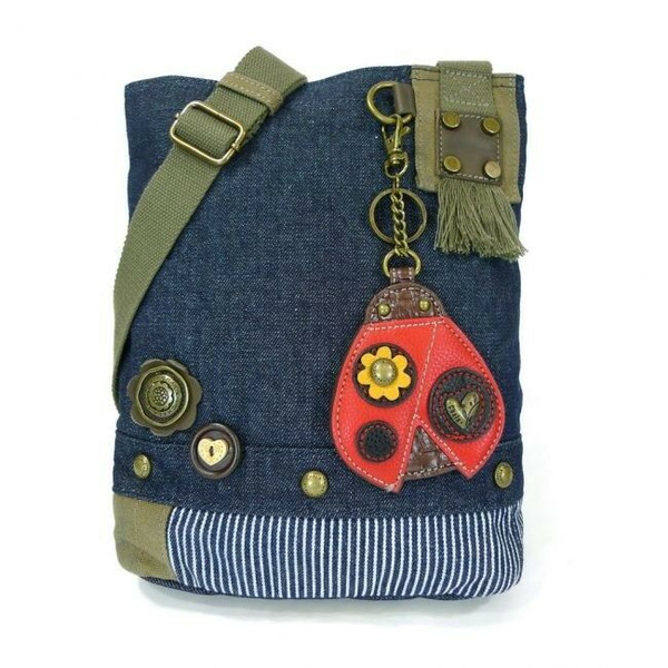 New Chala Handbag Patch Cross-body LADYBUG Denim Navy Blue Bag Cute gift small