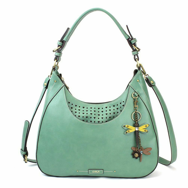 New Chala Sweet Tote Hobo Teal Green Bag Crossbody Shoulder YELLOW DRAGONFLY