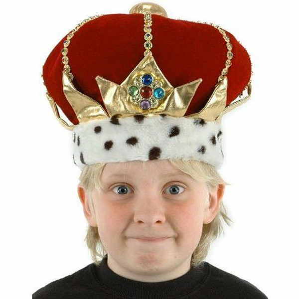 New Elope KID'S KING Hat Child Headpiece Costume Adjustable ages 3-12 yrs. Red