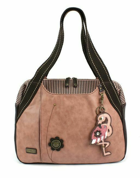 New Chala Bowling Tote Large Shoulder Bag Rose Pink Pleather gift FLAMINGO Purse