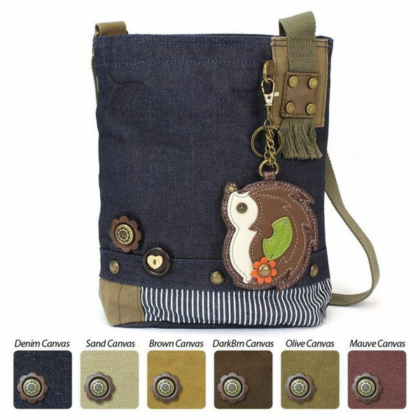 Chala Patch Messenger Cross-body Denim Navy Blue Bag gift HEDGEHOG w/ Coin Purse