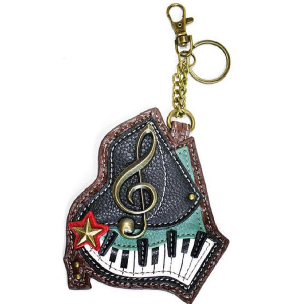 New Chala Purse Bag Charm Clip On Key Ring Fob  PIANO Music Coin Purse gift