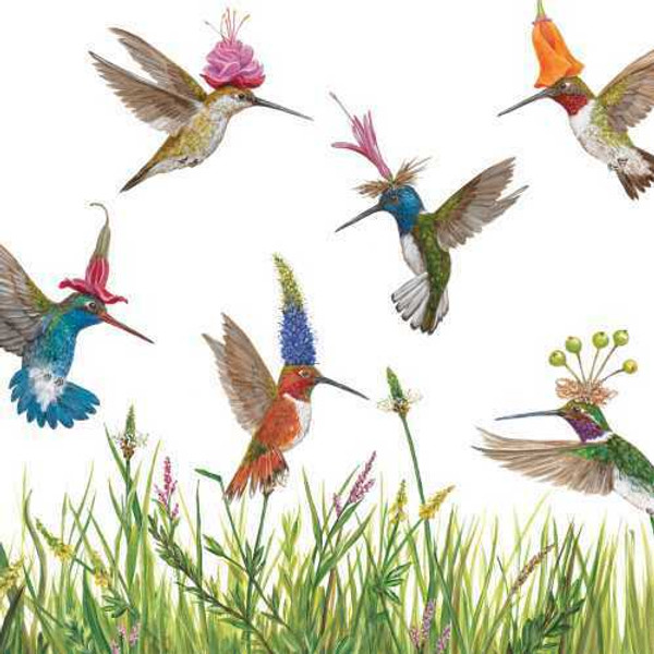 New Vicki Sawyer 40 Paper Napkins MEADOW BUZZ  Hummingbirds 5x5" folded gift 