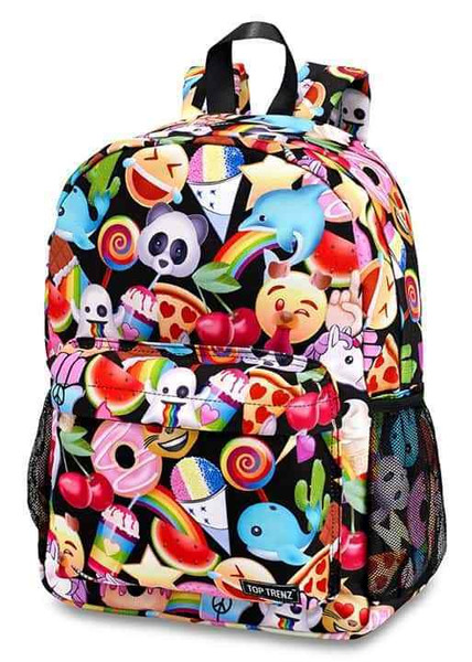New Backpack Bag EMOJI UNICORN Canvas Full Size BLACK  w/ Fidget Spinner Scented