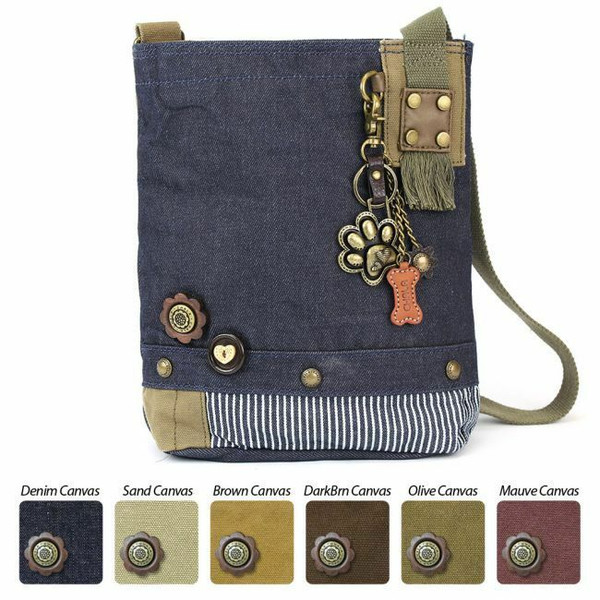 New Chala Handbag Patch Cross-body Metal PAW PRINT Denim Navy Blue Bag gift