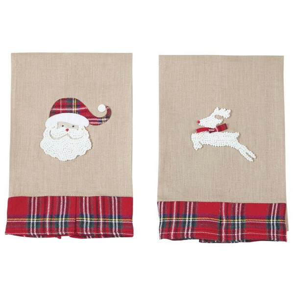 New Set 2 Mud Pie Christmas Holiday Christmas TARTAN FRENCH KNOT Santa Reindeer New Set 2 Mud Pie Christmas Holiday Christmas TARTAN FRENCH KNOT Santa Reindeer