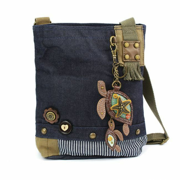 Neu Chala Handtasche Patch Umhänge- Zwei Turtles Denim Marineblau Geschenktasche