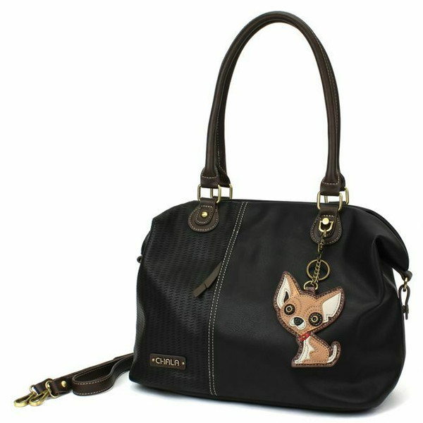 New Chala LASER CUT TOTE Crossbody Bag Black X-Large Convertible CHIHUAHUA Dog