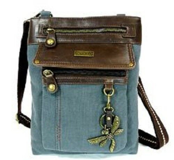 New Chala Handbag GEMINI Crossbody DRAGONFLY Bag Messenger Indigo blue Pleather