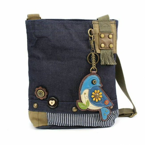 New Chala Patch Crossbody Messenger Denim Navy Blue Bag BLUE BIRD Coin Purse