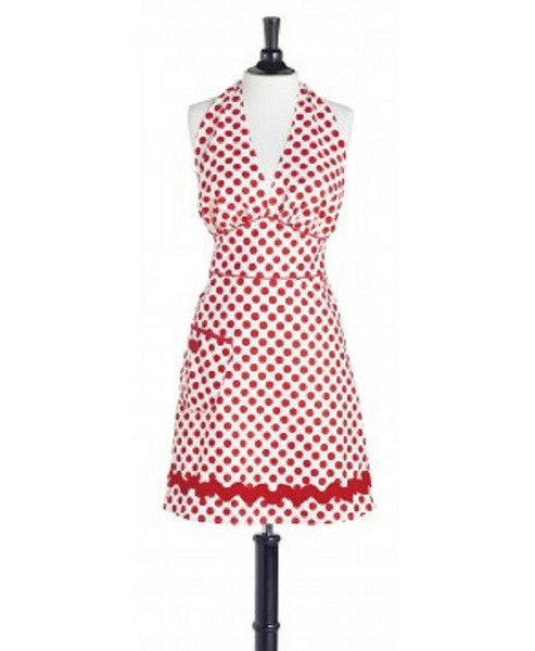 New Jessie Steele WHITE & RED POLKA DOT BOMBSHELL Apron Holiday Christmas gift