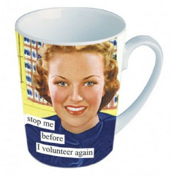 NEW Anne Taintor Ceramic Mug Cup Funny Retro Fun Gift - VOLUNTEER  AGAIN