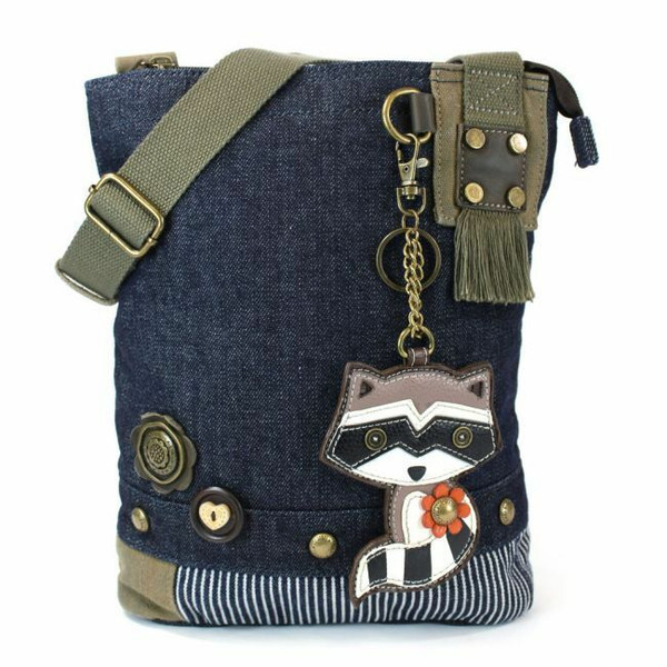 New Chala Handbag Patch Cross-body Denim Navy Blue Messenger Bag gift RACCOON 