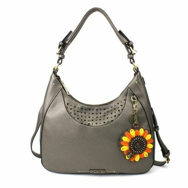  New Chala Sweet Tote Pewter Grey Gray Crossbody Shoulder Bag SUNFLOWER gift