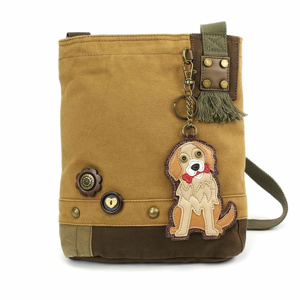 Chala Handbag Patch Crossbody Brown Bag Canvas Messenger GOLDEN RETRIEVER Dog