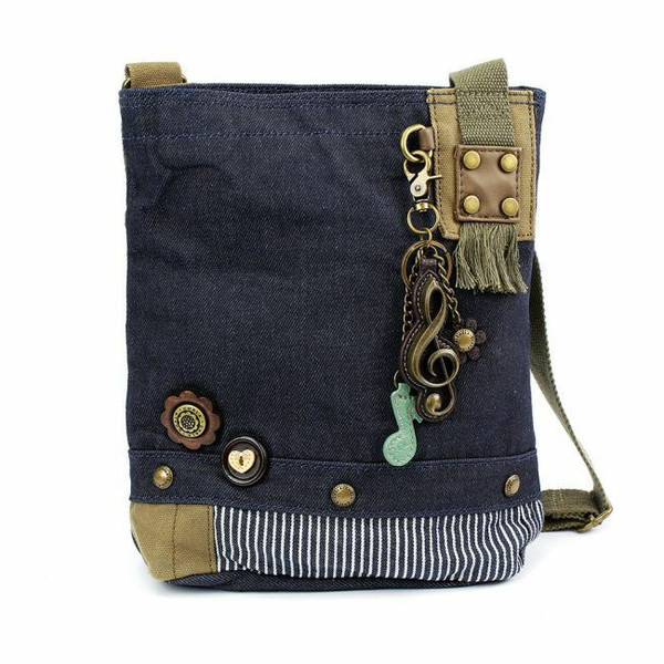 New Chala Handbag Patch Cross-body Metal TREBLE CLEF Denim Navy Blue Bag gift 