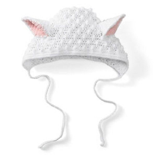 New San Diego Hat Daylee Design WHITE LAMB EARS 1-2 years Crocheted Cotton gift