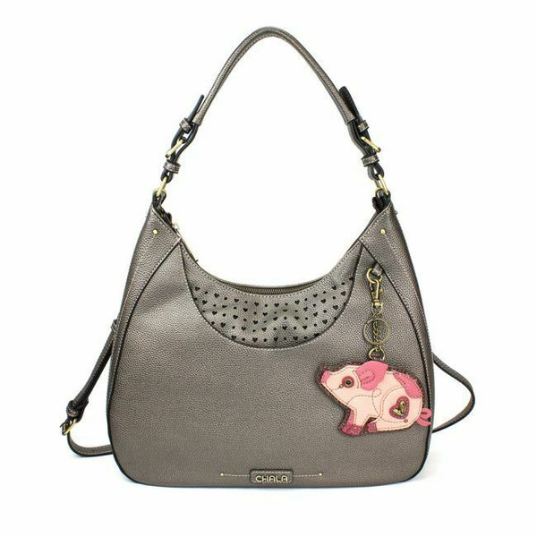 New Chala Sweet Tote Pewter Grey Gray Crossbody Shoulder Bag PIG Hobo gift