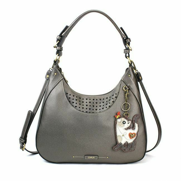  New Chala Sweet Tote Hobo Pewter Grey Gray Crossbody Shoulder Bag SLIM CAT gift