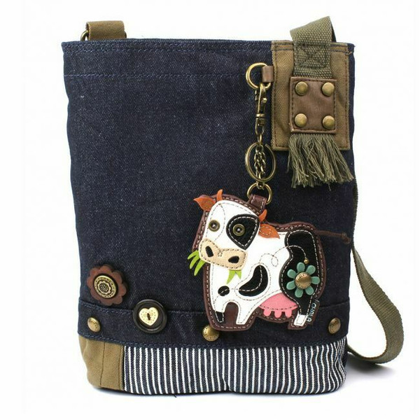 New Chala Handbag Cross-body Messenger Denim Navy Blue Bag gift COW Coin Purse