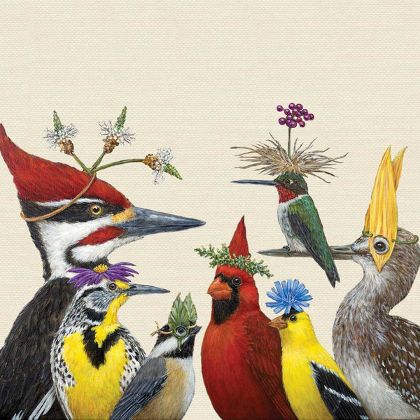 New Vicki Sawyer 40 Paper Napkins WOODY'S ANNUAL PARTY Birds 5x5" folded gift
