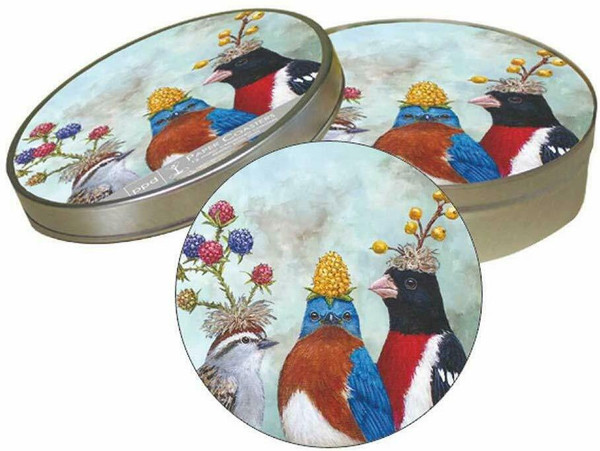 New PPD Vicki Sawyer Pulpboard Set of 12 Coasters Tin Case BERRY FESTIVAL gift