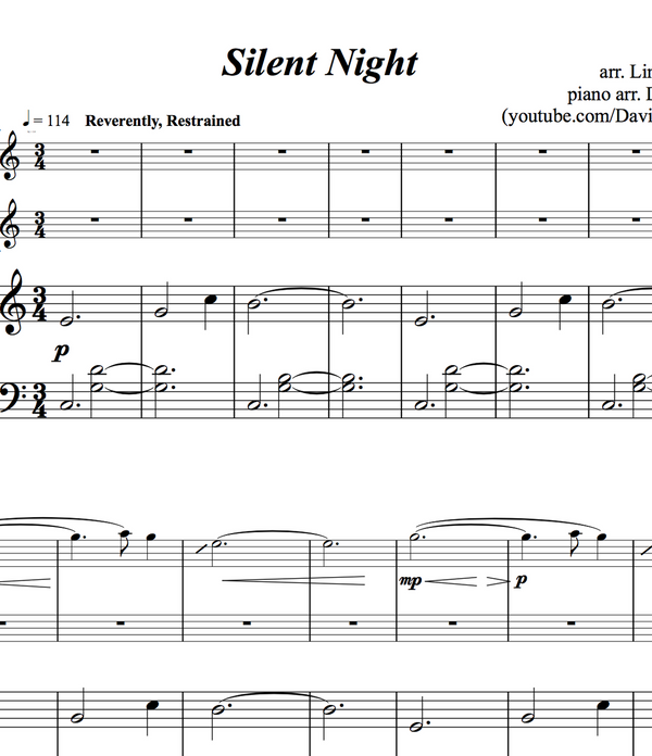 Silent Night Solo and Duet+Vocal Trio w/ KARAOKE and ORIGINAL BACKTRACK - Sheet Music