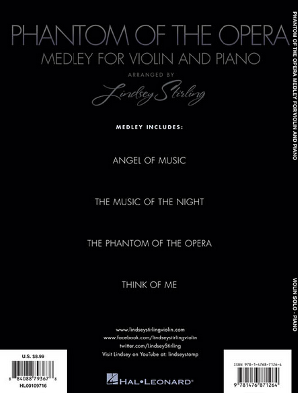 Phantom of the Opera Medley Sheet Music (Book) w/ Piano Accompaniment