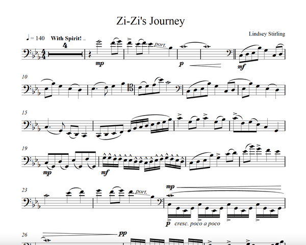 CELLO Zi Zi's Journey Sheet Music w/ KARAOKE