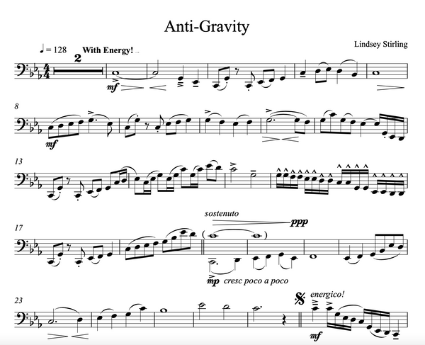 CELLO - Anti Gravity w/ KARAOKE Play-Along Tracks - Sheet Music